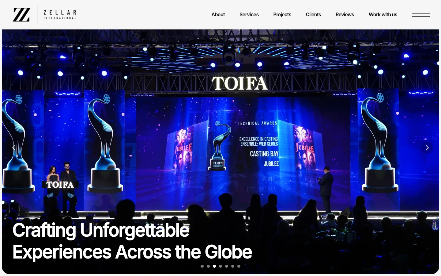 Zellar International's website: its homepage