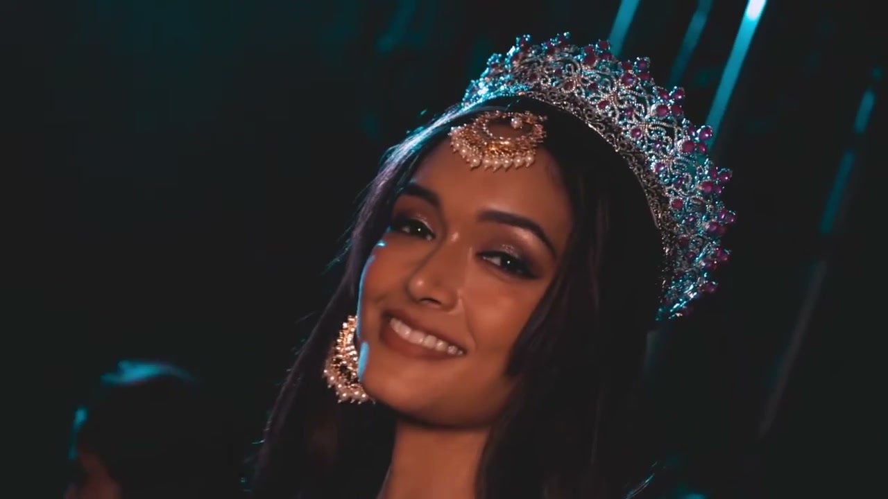 Model in a crystal tiara, close-up